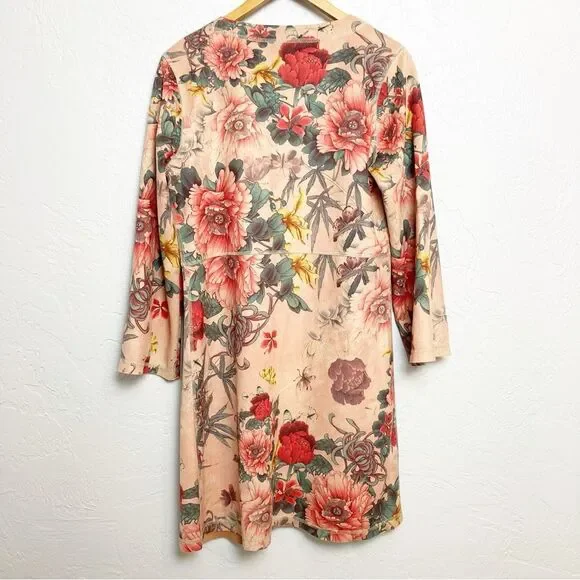 SolitaireMauve Floral Large Print Open Front Jacket Small